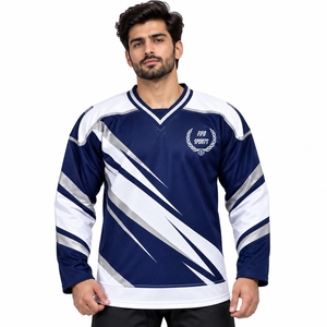 Maillot de hockey sur glace élégant, fabriqué avec un tissu durable et une construction confortable, offrant une finition soignée et des coutures robustes. - Product Image 1