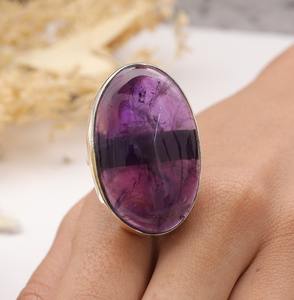 925 sello mejor calidad diseñador sólido anillo de regalo de boda 925 plata esterlina hecha a mano piedra preciosa amatista Spinner anillo joyería - Product Image 3