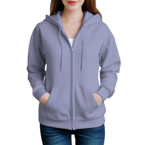 OEM al por mayor invierno frente mujeres cremallera sudaderas con capucha 100% algodón clásico desgaste básico tendencia diseño - Product Image 3