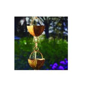 บัวออกแบบใหม่หนาเหล็กรูปดอกไม้โซ่ฝนโลหะสำหรับตกแต่งกลางแจ้งแขวนโซ่ฝน - Product Image 5