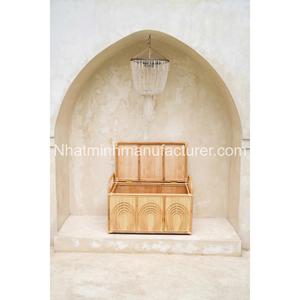 Coffre de rangement pour vêtements d'enfants en rotin naturel avec motif arc-en-ciel, coffre de rangement pour jouets d'enfants, peut être utilisé comme siège - Product Image 4