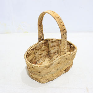 Cesta Ovalada Pequeña de Jacinto de Agua Tejida a Mano de Artex Dong Thap con Asa para Regalo - Product Image 5
