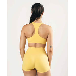 Logotipo personalizado Gimnasio Fitness Entrenamiento Yoga Crop Top Secado rápido Liso Cuello bajo Mujeres Deportes Sujetador de compresión con relleno - Product Image 6