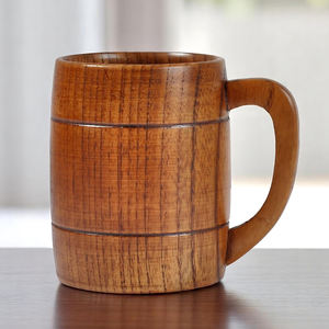 Prix raisonnable Naturel Brillant Bois Fini Taille Personnalisée Chope À Bière En Bois Avec Poignée Logo Personnalisable Pour La Maison Vaisselle Déco - Product Image 4