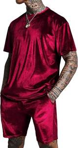 Camisetas tejidas transpirables de verano para hombre con estampado de terciopelo con capucha Conjunto corto Chándal de invierno Servicio OEM - Product Image 5