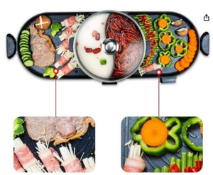 เตาย่างบาร์บีคิวไฟฟ้าแบบพกพาสำหรับใช้ในบ้านเตาย่างบาร์บีคิวแบบไม่ติดกระทะความจุขนาดใหญ่หม้อต้มไฟฟ้าสำหรับ4-10คน - Product Image 2