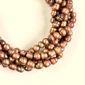 Perles de culture d'eau douce brunes de qualité supérieure, 8-9 mm, perles naturelles en vrac pour la fabrication de bijoux, brin de 15 pouces de long - Product Image 3