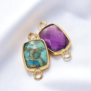 Double Bail Rectangle Forme Aigue-Marine Pierre Facettes Charme Connecteurs Bijoux Fait Main Bijoux Personnalisés Charmes Vente en Gros - Product Image 3