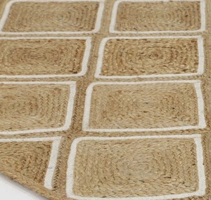 Handmade <b>Beige</b> Jute Rug Set High Quality Artisan Design with Natural Parquetry Tufted <b>Cushioned</b> Feature for Home Use - Product Image 3