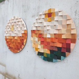 3D ทำด้วยมือลูกบาศก์ไม้ทึบแผ่นกระจายเสียงปรับแต่งผนังสีเขียวตกแต่งผนังบ้านไม้ศิลปะผนังงานวันเกิดหัตถกรรมไม้ - Product Image 1