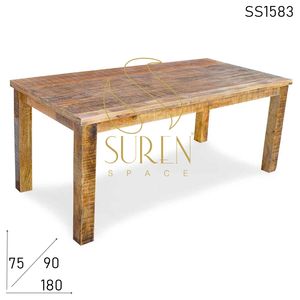 Table de salle à manger de restaurant en bois massif fabriquée à la main par un designer indien unique - Product Image 2