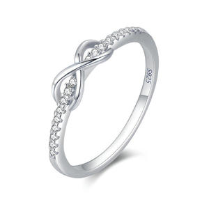 Anillo de Promesa Infinito de Plata de Ley Bañado en Rodio Jeulia con Zirconia de Corte Cojín - Product Image 1