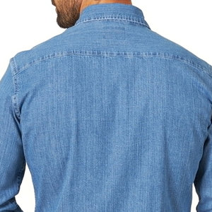 Etiqueta privada hecha a medida su propio diseño ligero hombres camisa de mezclilla al por mayor Durable estilo liso camisa de mezclilla - Product Image 5