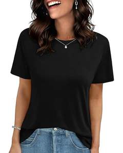 T-shirt femme classique en coton doux respirant à manches courtes col rond style décontracté option confortable pour la vente en gros - Product Image 5