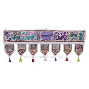 Vente en gros Porte murale faite à la main Porte fenêtre suspendue Banjara Vintage Broderie Ethnique Patchwork Porte Toran Bandhanwar Valance - Product Image 5