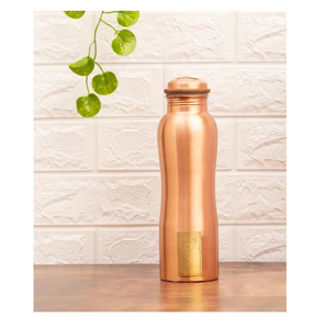 Bouteille en cuivre pur léger avec bienfaits ayurvédiques imprimés pour la santé boisson directe étanche pour les fêtes et les visites - Product Image 4
