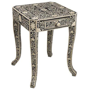 Mesa Auxiliar Decorativa Estilo Boho Chic con Incrustaciones de Hueso para Sala de Estar, Muebles para el Hogar con Combinación Única - Product Image 1