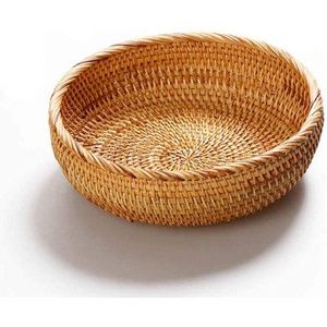 Handmade Decorative Rattan Jute <b>Serving</b> <b>Tray</b> With Bone Inlay Finishing Set of 3 <b>Rounded</b> Shape Food Server <b>Tray</b> - Product Image 2