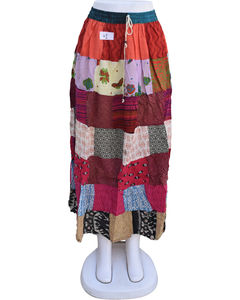 กระโปรงผ้าฝ้ายพิมพ์ลายปะต่อสำหรับผู้หญิงดีไซน์ใหม่รอบเอวธรรมชาติย้อนกลับได้สำหรับฤดูร้อนอินเดีย - Product Image 4