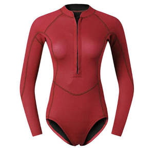 Combinaison de plongée pour femmes, couleur unie, mode, manches longues, jambes courtes, combinaison de surf, maillot de bain pour jeunes, vente en gros du fabricant - Product Image 1