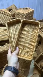 Bandejas de mimbre tejidas a mano Bandejas de mimbre natural y decorativas para organizadores del hogar Bandejas de ratán a granel - Product Image 5