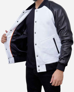 Veste universitaire de haute qualité grande taille pour hommes Logo personnalisé broderie coupe-vent Letterman Baseball veste en laine à manches en cuir - Product Image 2