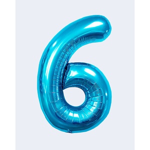 Palloncini Numero Party Love Blu N6 80cm Confezione da 12 Pezzi - Product Image 1