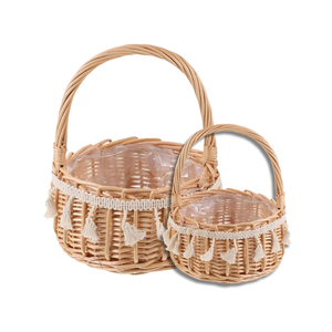 Handwoven Rattan Basket Fashionable VINTAGE COUNTRY BASKET Easter <b>Egg</b> Gift Picnic Basket with Handle for All Outings - Product Image 1