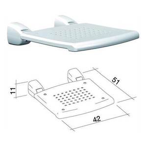Asiento Plegable de Pared Blanco de 42x51cm, Equipo de Seguridad para Baño con Carga Máxima de 125 kg PR WS PP BX - Product Image 2