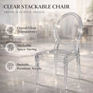 Silla de PC Transparente de Resina con Respaldo Redondo, Sillas de Comedor Apilables de Plástico Transparente para Hoteles, Salas de Estar y Bodas - Product Image 2