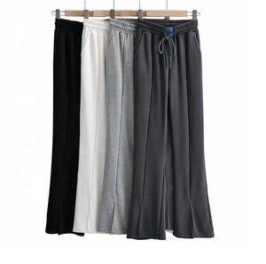 กางเกงวอร์มมีเชือกรูดสำหรับผู้หญิงกางเกงสเวตเตอร์กลางแจ้งลายทางทรงหลวมโอเวอร์ไซส์ทำจากผ้าฝ้าย - Product Image 1