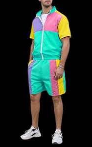 Conjunto corto cortavientos de manga larga personalizado para hombre, nailon con bloqueo de Color para deportes al aire libre, correr, talla grande, cierre de cremallera, Verano - Product Image 4