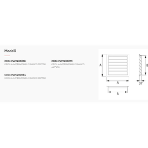 Grilles et registres carrés en aluminium blanc étanches Tecnosystemi pour systèmes CVC - Product Image 2