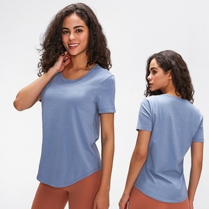 Camisetas sin mangas cortas de entrenamiento de manga corta para mujer de alta calidad Jersey hecho a medida para Yoga al por mayor - Product Image 1