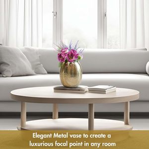Vase en métal élégant avec pot de fleurs décoratif fait à la main poli doré parfait pour la décoration d'événements table de mariage ou accent de chambre - Product Image 4