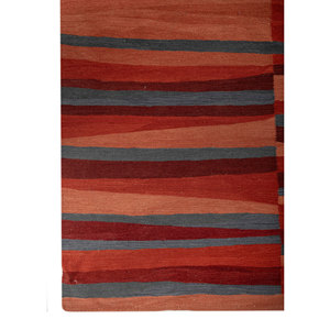 พรมฝ้ายทำมือ Indusbar สีแดงส้ม ทอลายแบน รูปทรงสี่เหลี่ยมผืนผ้า ลายทางแบบ Patchwork ลวดลายนามธรรม สำหรับบ้าน ห้องโถง สำหรับวัยรุ่น-รุ่น Model - Product Image 4