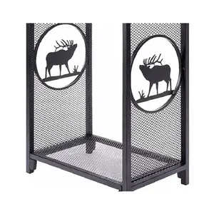 Best Choice High Quality Black Metal <b>Firewood</b> Rack <b>Indoor</b>/Outdoor <b>Storage</b> Holder for <b>Firewood</b> Logs - Product Image 1