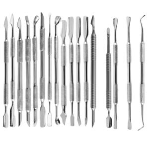 Pousse-cuticules et grattoir à peaux mortes en acier inoxydable à double tête, outil efficace pour le soin des ongles, fabriqué au Pakistan - Product Image 1