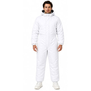 Combinaison de neige unisexe blanche à capuche, longue, imperméable, décontractée, avec fermeture éclair, couleur unie, taille adulte - Product Image 4