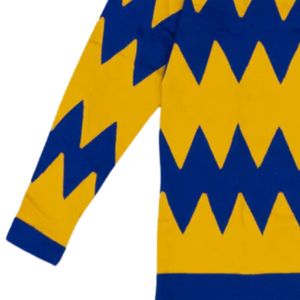 Camiseta de Rugby Amarilla y Azul para Hombre, Manga Larga, Algodón, Estilo Polo, Patrón en Zigzag, Ropa Deportiva Informal, Ajuste Holgado, Camiseta de Entrenamiento Unisex - Product Image 5