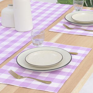 Mantel Individual Moderno de Doble Capa Tejido 100% Algodón en Lavanda/Blanco a Cuadros Buffalo, Reutilizable, Lavable, Antiderrames, para Uso en el Hogar y Hoteles - Product Image 2