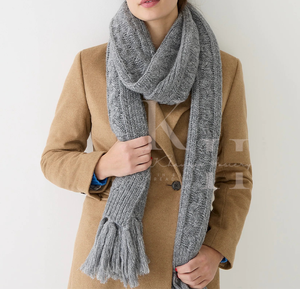 Écharpe en tricot mélangé de laine pour femmes enveloppement d'hiver doux avec texture confortable et confortable Style long pour la superposition de la mode - Product Image 6