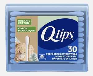 Hisopos de Algodón Q-tips Tamaño Viaje para Bebés y Belleza, 100% Algodón ORGÁNICO, 30 Unidades - Product Image 1