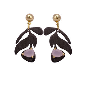 Apatite Hydro QUARTZ ดีไซน์แบบแกนต่างหูพลอยชุบเงินชุดแฟนซีต่างหูแบบง่ามอินเทรนด์ - Product Image 6