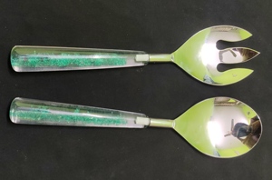 ชุดช้อนเสิร์ฟสลัด2ชิ้นเหล็กอีพอกซีเรซินสีเขียวใส - Product Image 5