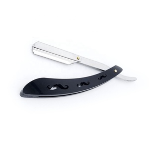 Shave <b>Edge</b> <b>Black</b> Coated Custom Logo Solid Stainless Steel Barber Straight Razor with Exposed Blade for Face & Body - Product Image 1