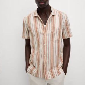 Chemise à manches longues rayée décontractée à la mode pour hommes printemps automne texture de bulle confortable popeline simple boutonnage tout match - Product Image 3