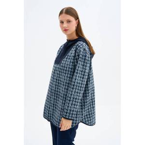 เสื้อคาร์ดิแกนกีฬาลำลองมีฮู้ดสีน้ำเงินกรมท่าสำหรับฤดูใบไม้ร่วง - Product Image 4