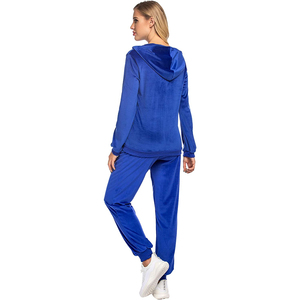Custom <b>Velvet</b> Velour <b>Women's</b> Winter Sport Tracksuit Solid Pattern Long Tops <b>Jacket</b> and Jogger Set - Product Image 5