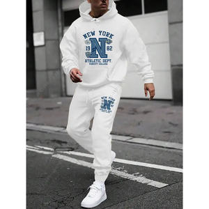 Conjunto Deportivo para Hombre 2025, Sudadera con Capucha y Pantalones con Estampado de Letras Góticas de Nueva York, Conjunto de 2 Piezas, Ropa Deportiva Urbana - Product Image 1